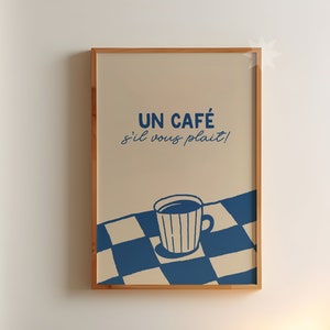 Impresión de café café / Cartel del café francés de París / Arte retro de la pared de la cocina / Impresión del club amante del café / Decoración de comedor dibujada a mano