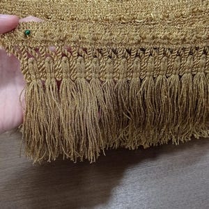 2 MTR di importante Frangia in lurex metallica colore oro antico