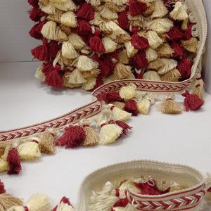 pezza da 5MTR passamaneria arredo con nappe, per realizzare runner, tendaggi,cuscini, ceste mare, borse handmade