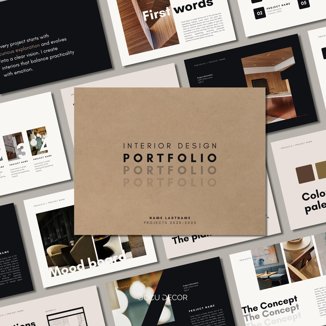 Canva Portfolio Template for Interior Design and Architecture Projects ...