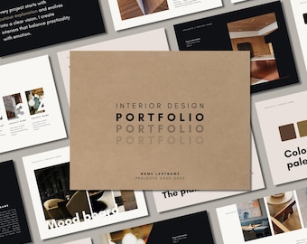 Canva Portfolio Template for Interior Design and Architecture projects | Digital portfolio