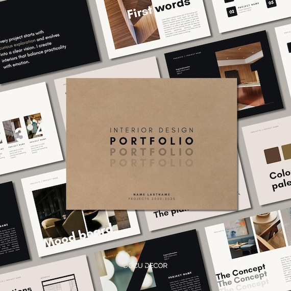 Canva Portfolio Template for Interior Design and Architecture projects | Digital portfolio