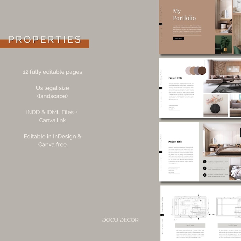 Portfolio Template for Interior Designer | Works on Canva Free ...