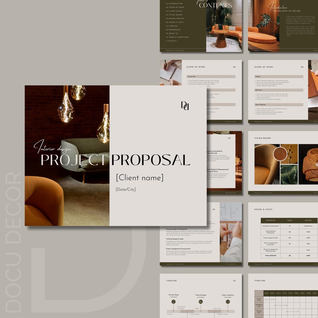 Canva Project Proposal Template: Interior Design & Creatives (instant ...