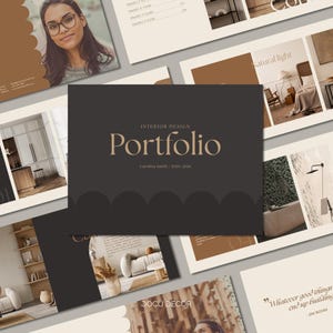 Modelo de Portfólio para Designer de Interiores | Modelo para InDesign e Canva