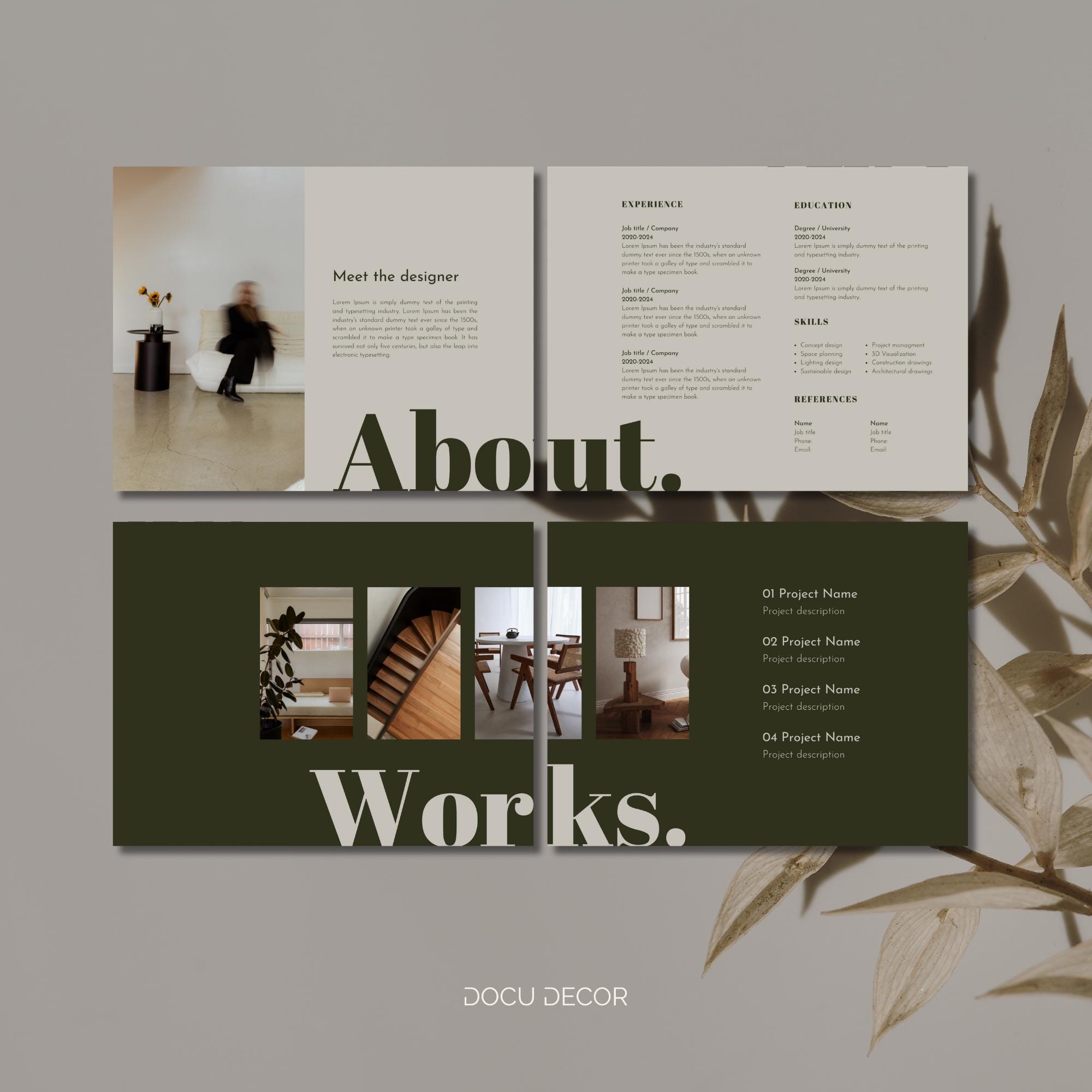 Canva Portfolio Template: Interior Designer & Architect (digital) - Etsy