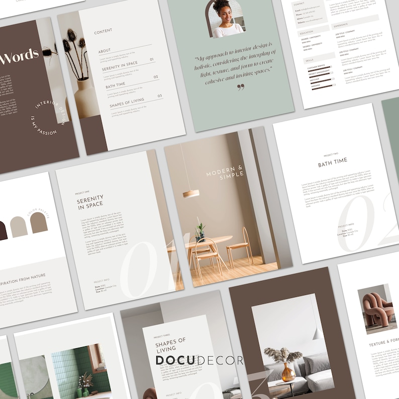 Interior Design Portfolio in Book Format, Adobe Indesign Template ...