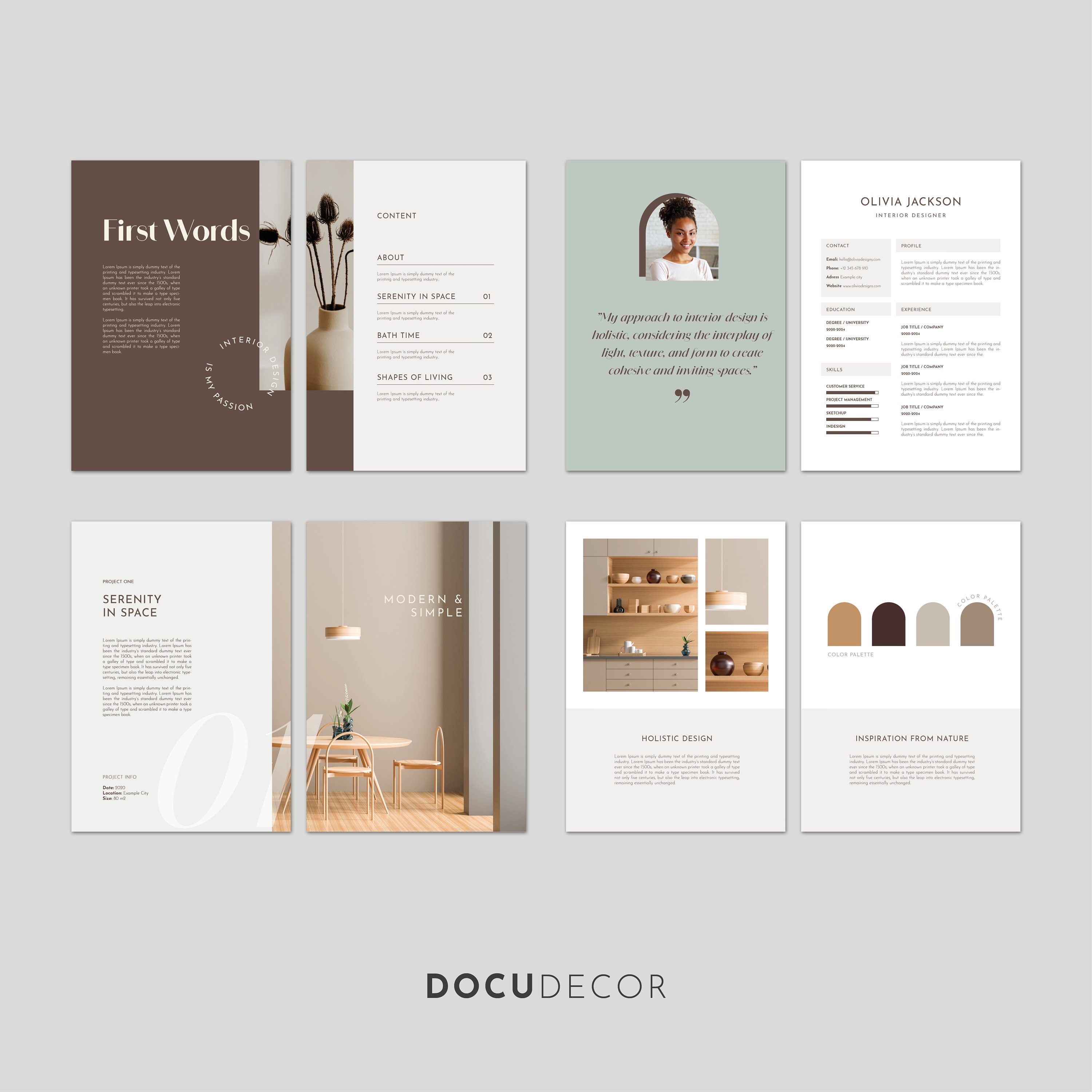 Interior Design Portfolio in Book Format, Adobe Indesign Template ...