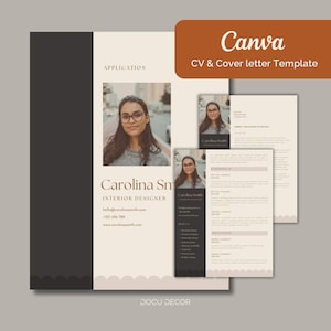 Currículo e carta de apresentação modernos | Editável no Canva grátis | Inclui dicas sobre como escrever currículo e carta de apresentação