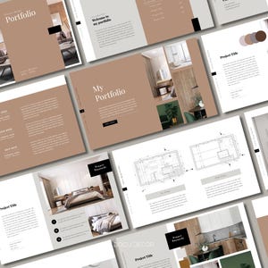 Modelo de Portfólio para Designer de Interiores | Funciona no Canva grátis e InDesign