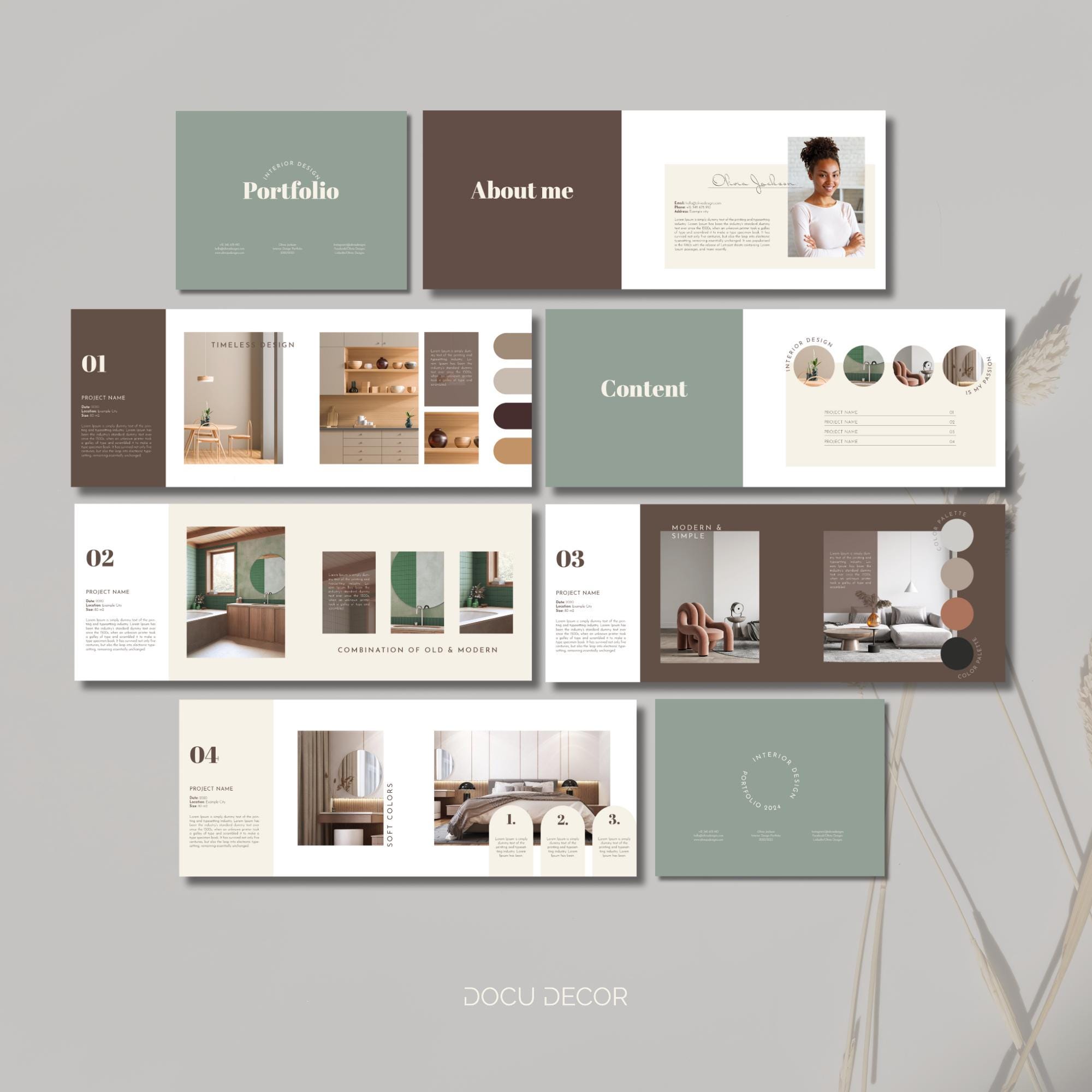 Interior Design Portfolio Template: Canva & Indesign (instant Download ...