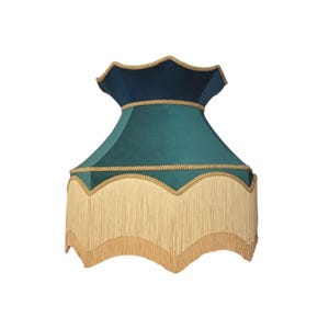 GREEN VELVET DORCHESTER Lampshade with Two Tone Gold Braid