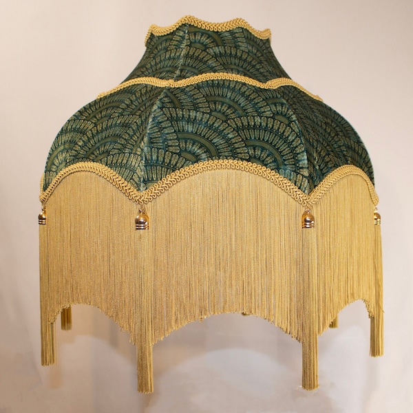 ART DECO LAMPSHADE green velvet fan
