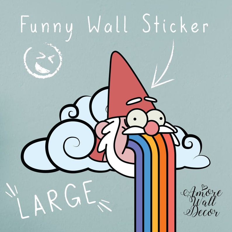 Large Gnome Rainbow Puke High Quality Wallpaper Sticker - Etsy