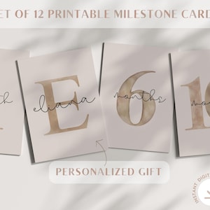Cartes imprimables d'étape importante de bébé, moments importants, cartes d'étape importante de bébé minimalistes, cartes d'étape mensuelles, souvenir de nouveau-né, étape importante de bébé