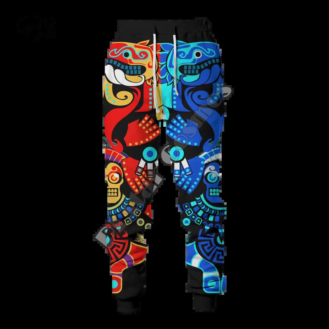 Neon Indian Aztec Triangles Abstract Geometric Art Men's Joggers
