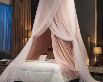 Cortina colgante, dosel para cama, sombreado romántico, cenefa de cama de doble capa, Textiles para el hogar antimosquitos, mosquitera con cúpula