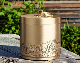 Brass Container Ashtray, Gold Ashtray, Gold Metal Ashtray, Gold Brass Ashtray, Ashtray with Lid, Ashtray Closed.