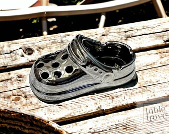 Silver Shoe Shaped Ashtray,  Ceramic Shoe Ashtray, Sandal Shaped Ashtray, Ceramic Ashtray, Gift for Smokers, Croc Shoe Ashtray, Outside Deco