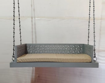 Wooden swing with metal chain gray with with metal chain Indian Reverable swing