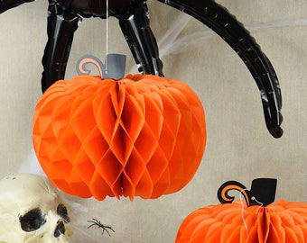 3D Pumpkin Paper Honeycomb - Creative DIY Halloween Party Decor - Indoor/Outdoor Home Decoration