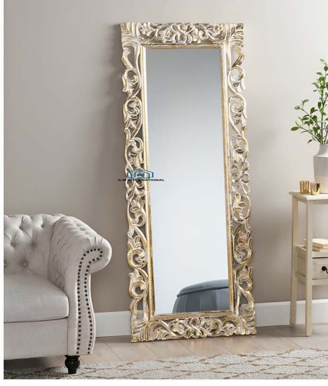 Wooden Carved Wall Mirror Frame Solid Wood White Multi Color Etsy