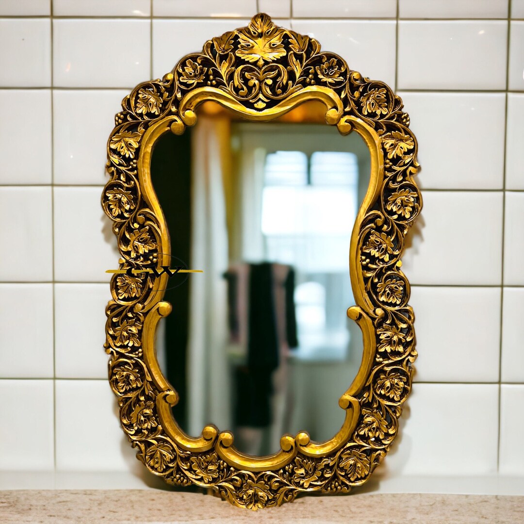 WOODEN Hand Carved Wall Mirror Frame in Solid Mango Wood for Etsy