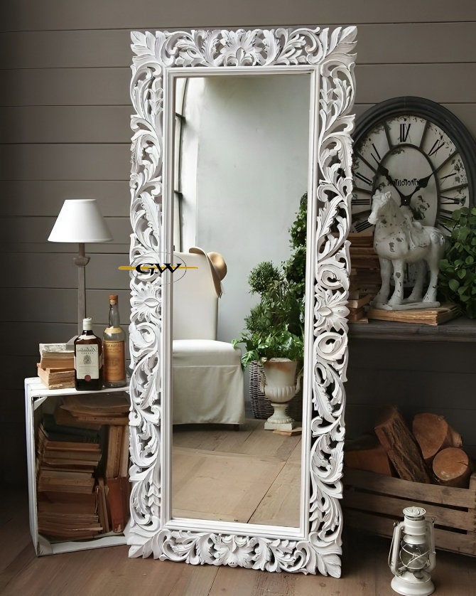 WOODEN Hand Crafted Wall Mirror Frame in Solid Mango Wood for - Etsy