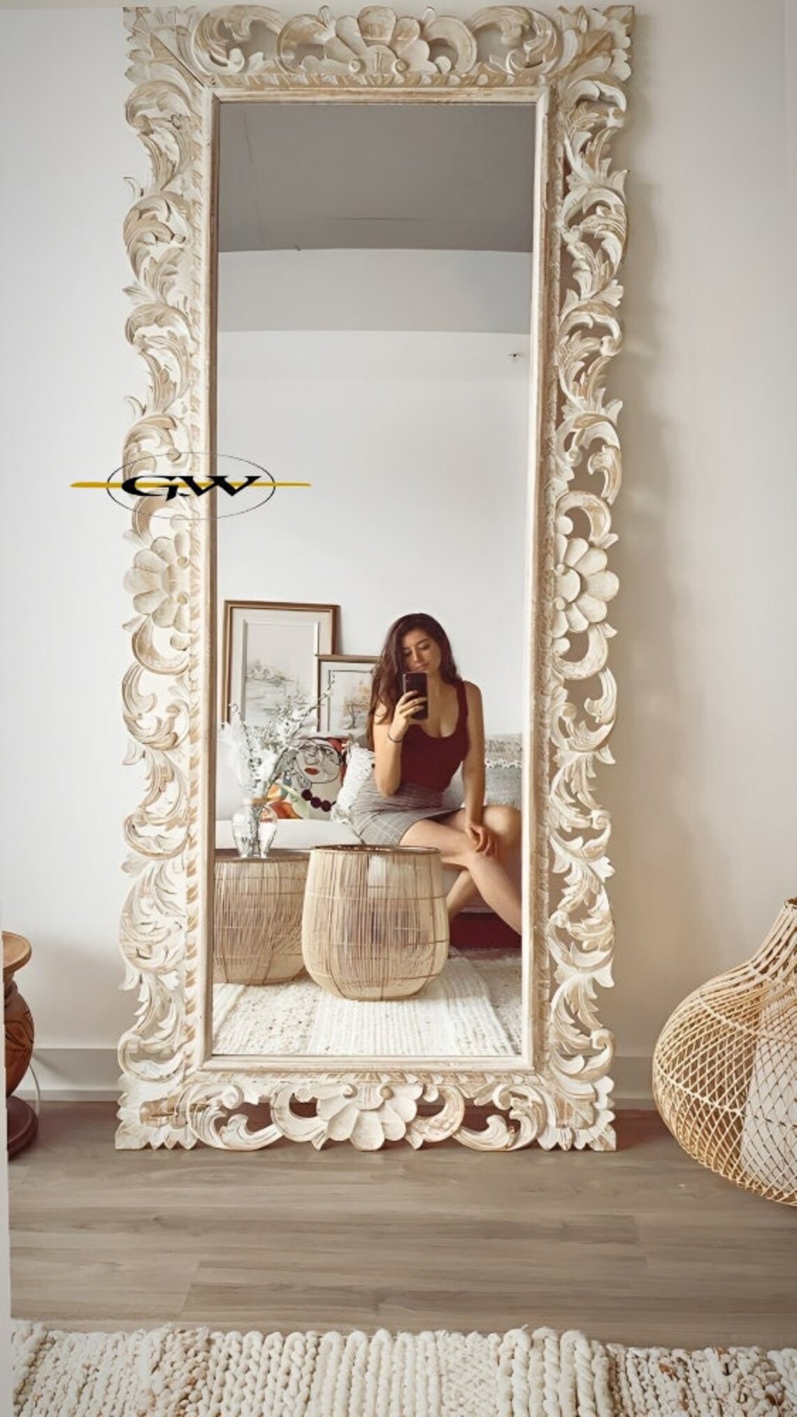 Wooden Hand Carved Wall Mirror Frame for Home Decor Framed Etsy