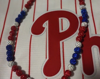 Philadelphia Phillies Kyle Schwarber Inspired beaded suncatcher necklace - Very sparkly!!!