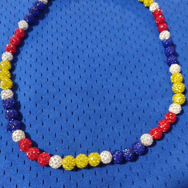 Collier attrape-soleil en perles inspiré des Phillies de Philadelphie - VENEZUELA Couleurs portées par Jose Alverado - TRÈS BRILLANT !