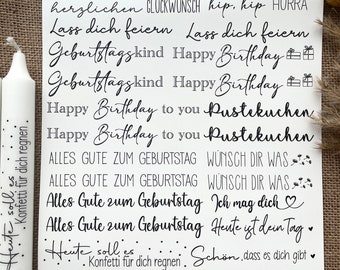 Birthday | DIN A4 waterslide decal paper with various designs | Candle tattoo paper | Candle tattoo | Candle foil