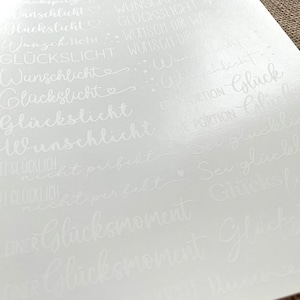 Für kurze Kerzen Wunschlicht & Glückslicht DIN A5 Wasserschiebefolie Kerzen Tattoofolie Kerzentattoo Kerzenfolie weiß oder schwarz weiße Schrift