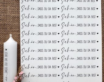 Für kurze Kerzen | Schön, dass du da bist | DIN A5 Wasserschiebefolie Kerzen Tattoofolie | Kerzentattoo | Kerzenfolie