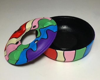 Hand painted colorful ashtray