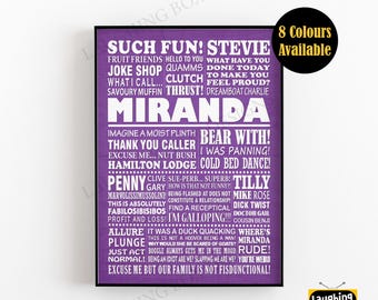 MIRANDA Comedy Typography Poster Print - 8 Colours, Available in A5, A4 & A3 Sizes with Free UK Delivery