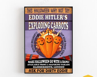 Eddie Hitler's Exploding Carrots 'Halloween with a Bang' advert - BOTTOM Poster Print - Available in A5, A4 & A3 Sizes with Free Uk Delivery