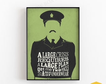 BLACKADDER Two Pencils and a Pair of Underwear Funny Quote Poster Print (Green) - Available in A5, A4 & A3 Sizes with Free Uk Delivery