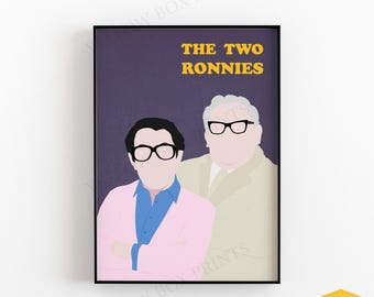 THE TWO RONNIES Minimalist Comedy Character Poster Print - British Comedians - Available in A5, A4 & A3 Sizes with Free Uk Delivery
