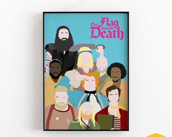 OUR FLAG MEANs DEATH Minimalist Comedy Characters Poster Print - Available in A5, A4 & A3 Sizes with Free Uk Delivery