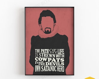 BLACKADDER Cowpats from the Devils Own Satanic Herd Funny Quote Poster Print (Red) - Available in A5, A4 & A3 Sizes with Free Uk Delivery