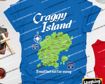 Craggy Island / Small But Not Far Away - Father Ted 100% Cotton Unisex Printed Tshirt, Various Colours and Sizes with Free UK Delivery