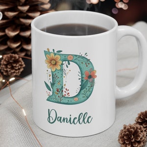 Personalized Boho Initial Coffee Mug, Personalized Name Mug, Simple Initial Mug, Personalized Mug, Gifts for Her, Custom Letter Mug