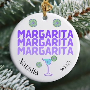 Margarita Ornament, Margarita Gift, Gift for Her, Personalized Ornament, Christmas Ornament, Personalized Christmas Gift, Tequila Ornament