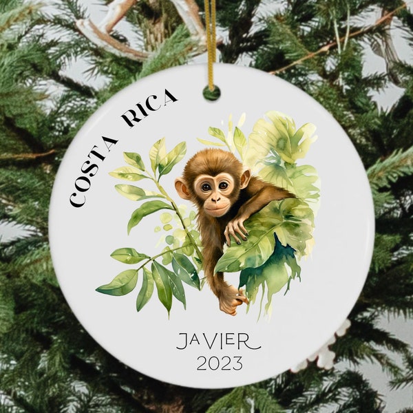 Monkey Ornament, Costa Rica Ornament, Personalized Christmas Gift, Travel Ornament, Costa Rica Monkey, Costa Rica Souvenir, Pura Vida Gift