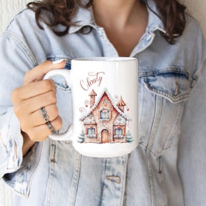 Personalized Gingerbread House Coffee Mug, Gingerbread Mug, Custom Christmas Mug, Gingerbread Man, Gingerbread House, Merry Christmas Mug