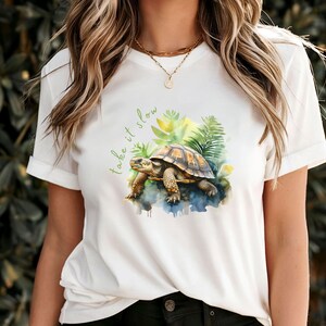 Take It Slow T-Shirt, Turtle Rainforest Graphic Tee, Relaxed Nature Lover Shirt, Cute Turtle Shirt, Inspirational Slow Living Tee