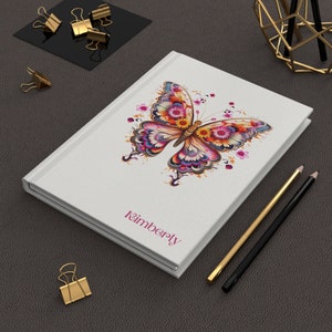 Personalized Butterfly Journal Diary,  Custom Notebook Mandala Butterfly, Name Diary, Gift for Women, College Student Gift, Gift for Teacher