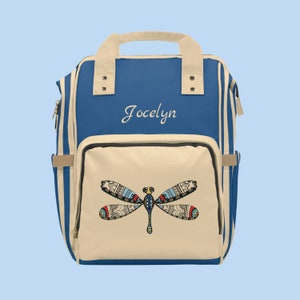 Multifunctional Diaper Backpack, Personalized Dragonfly Backpack, Dragonfly Gifts, Nature Lover Backpack, Teacher Gift, Dragonfly, Custom