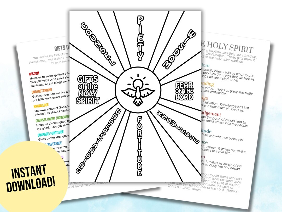 Gifts of the Holy Spirit Coloring Page and Info Card - Etsy